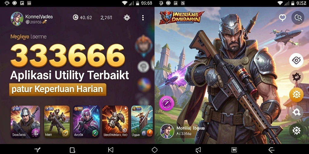Tampilan antarmuka pengguna yang menarik dari aplikasi Utility 333666.
