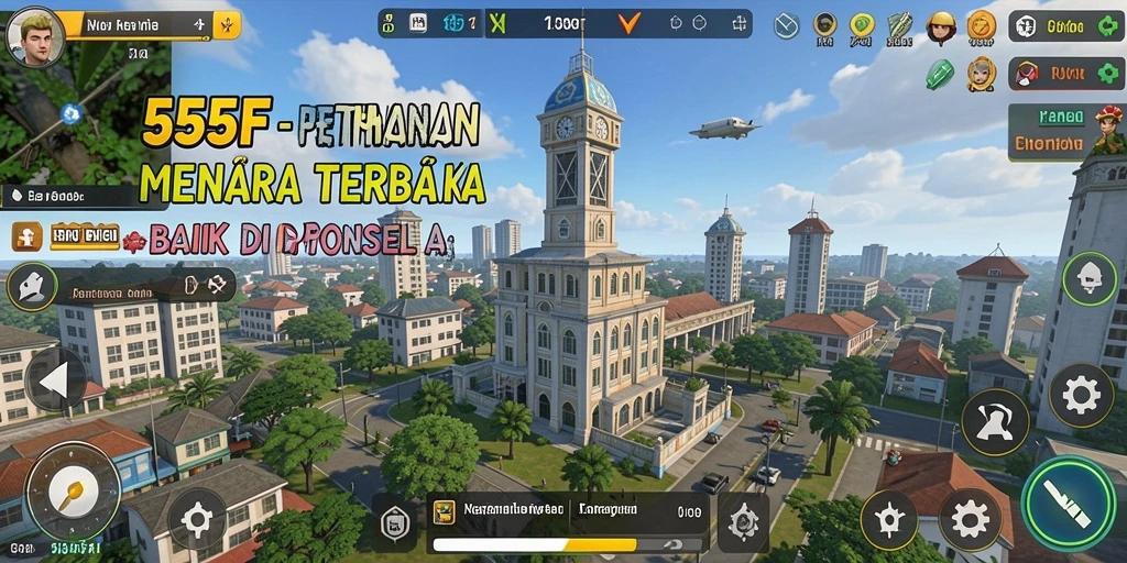 Tangkapan layar gameplay <strong>555F</strong> menunjukkan aksi pertahanan yang intens.