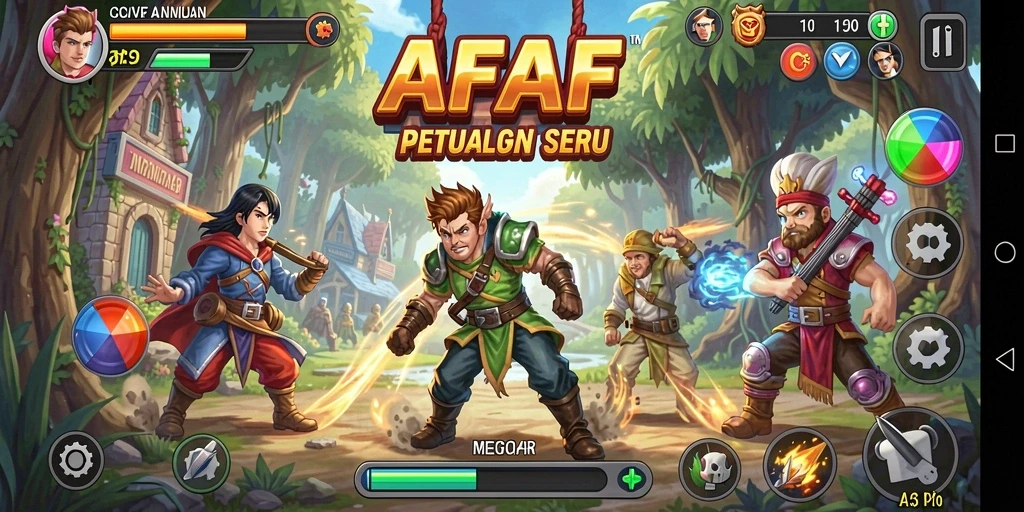 Tampilan gameplay seru AFAF dengan berbagai karakter dan level menantang.