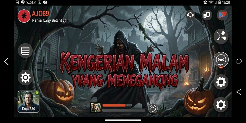 Tangkapan layar gameplay AJO89 menampilkan karakter yang sedang bersembunyi dari ancaman supernatural.