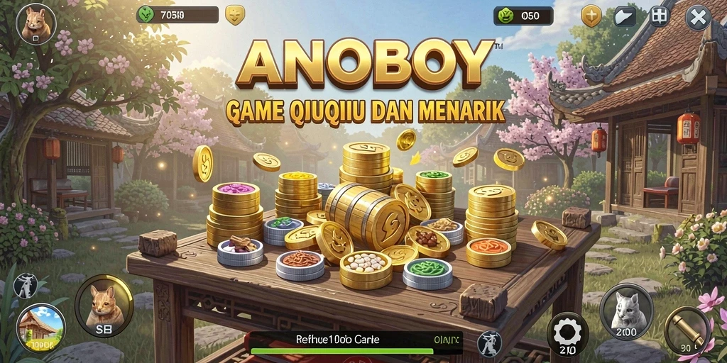 Screenshot utama ANOBOY yang menunjukkan keseruan gameplay QiuQiu.