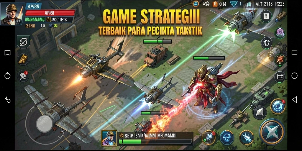 Screenshot menampilkan aksi pertempuran seru dari API88 dengan unit strategis.