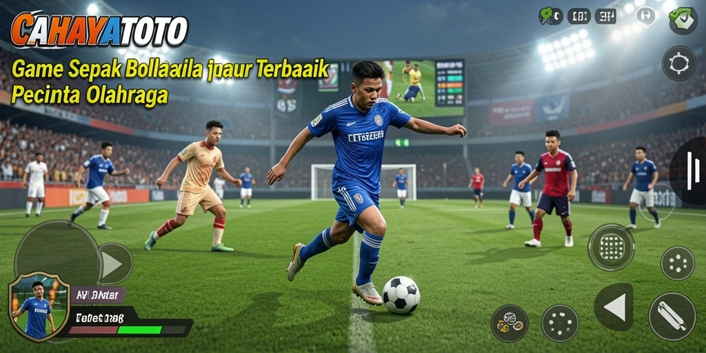 Tangkapan layar gameplay CAHAYATOTO dengan aksi penuh sepak bola.