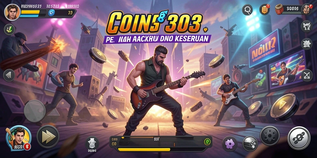 Tampilan gameplay COIN303 yang dinamis dan penuh warna.
