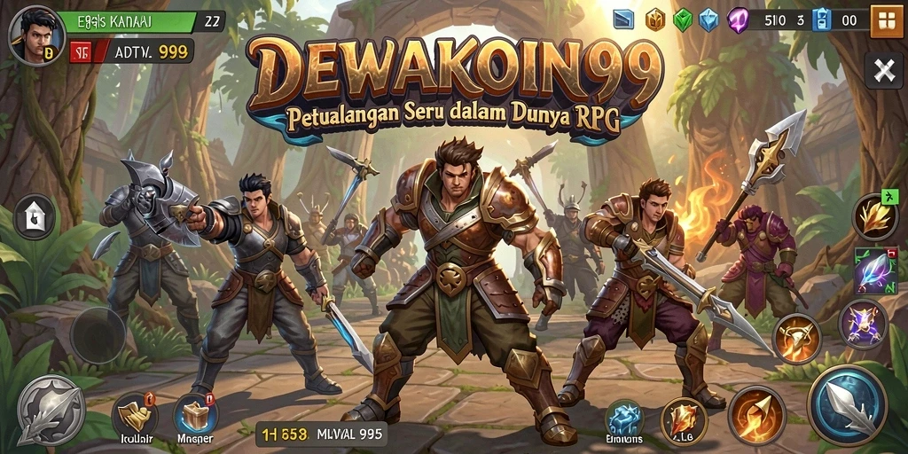Tampilan gameplay DEWAKOIN99 yang menakjubkan dan penuh aksi RPG.