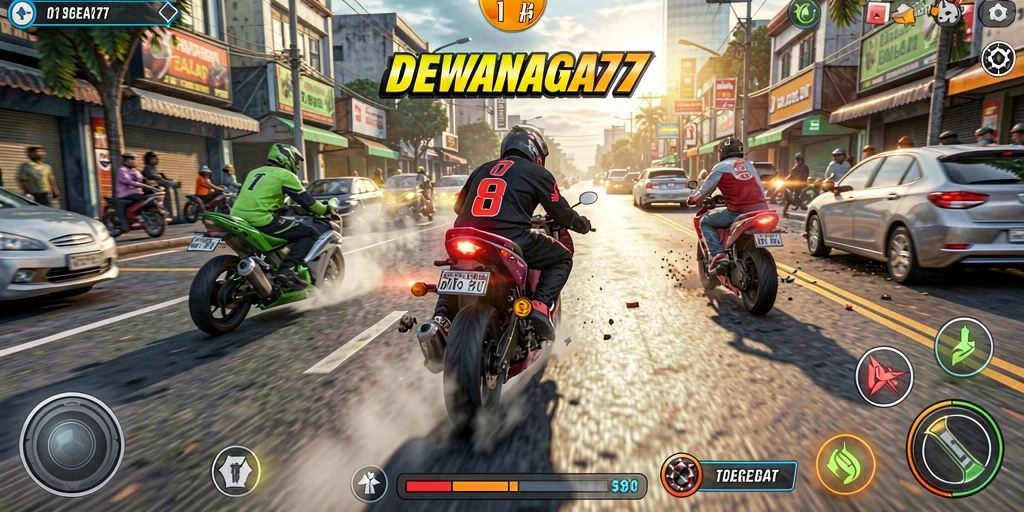 Tampilan gameplay balap yang mendebarkan di DEWANAGA77.