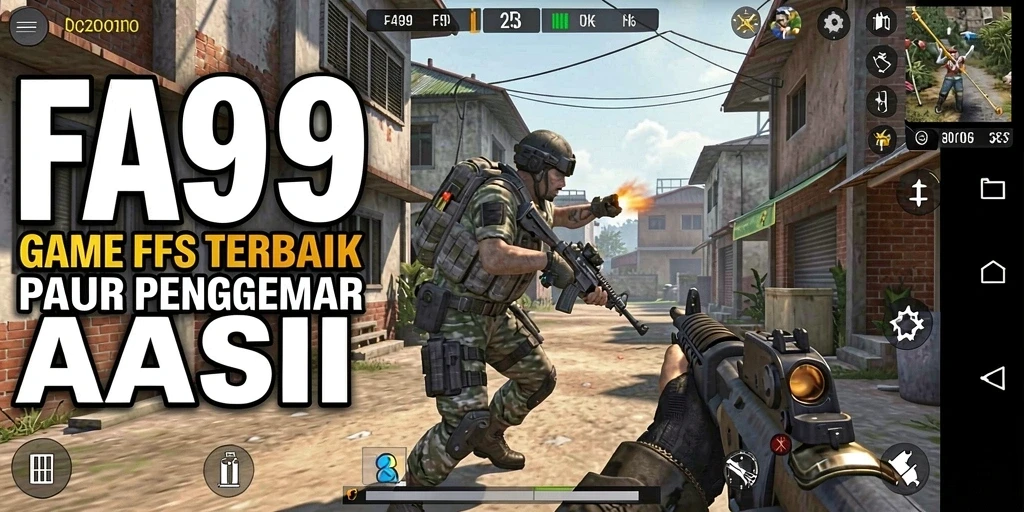 Tampilan gameplay FA99 dengan aksi tembak-menembak yang seru.