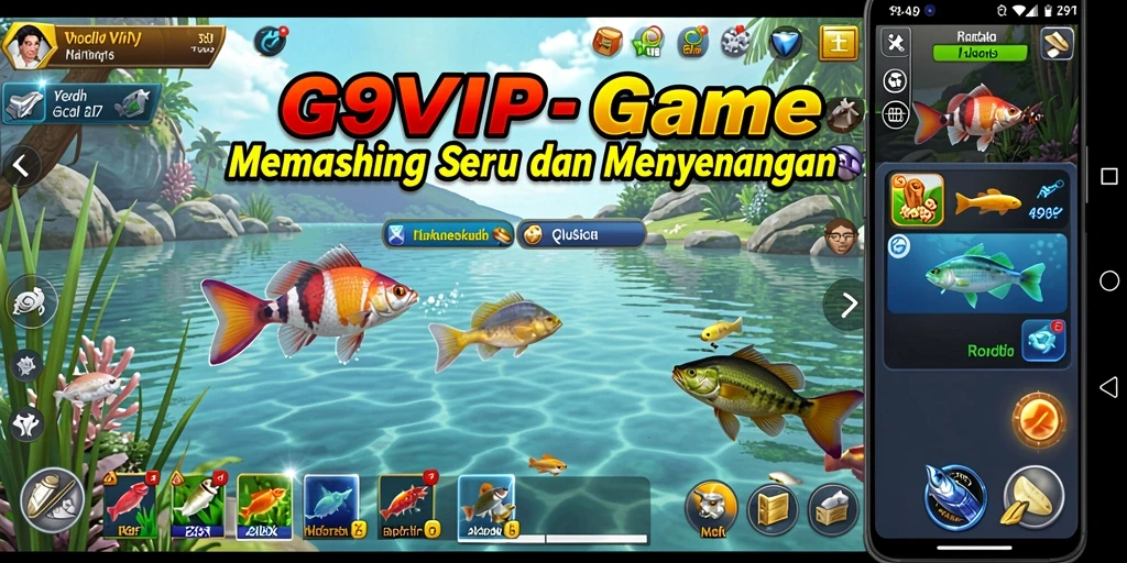 Tampilan gameplay G9VIP dengan aksi memancing yang menegangkan.