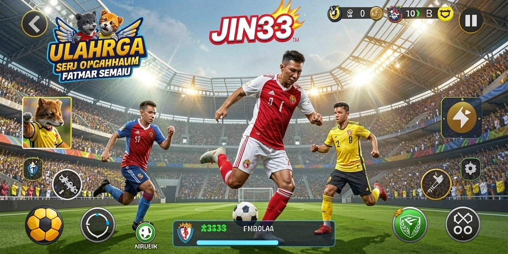 Tampilan gameplay seru dari JIN33 menampilkan aksi olahraga yang mendebarkan.