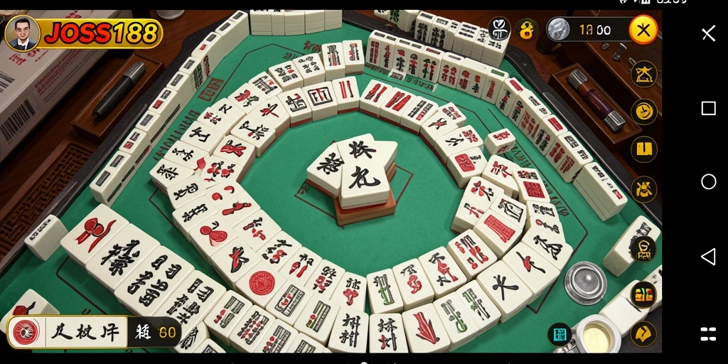 Screenshot gameplay JOSS188 yang menampilkan elemen-elemen Mahjong yang menarik.