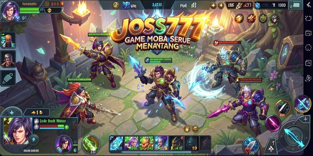 Tangkapan layar gameplay JOSS777 dengan aksi seru di arena MOBA.