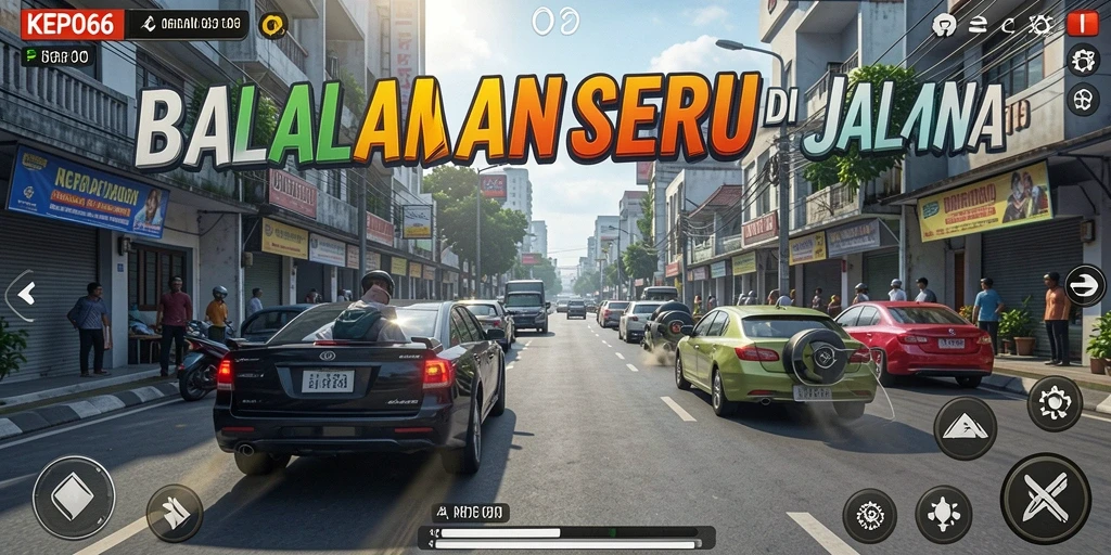 Screenshot gameplay KEPO66 menampilkan mobil balap meluncur kencang di trek.