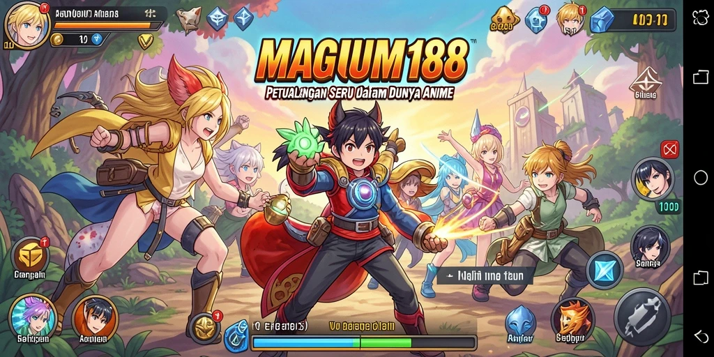 Tampilan gameplay MAGNUM188 yang penuh aksi dan karakter anime yang menarik.