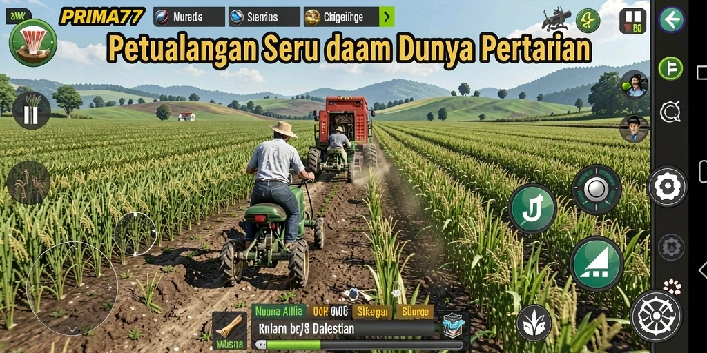 Tampilan gameplay pertanian yang menawan di PRIMA77.