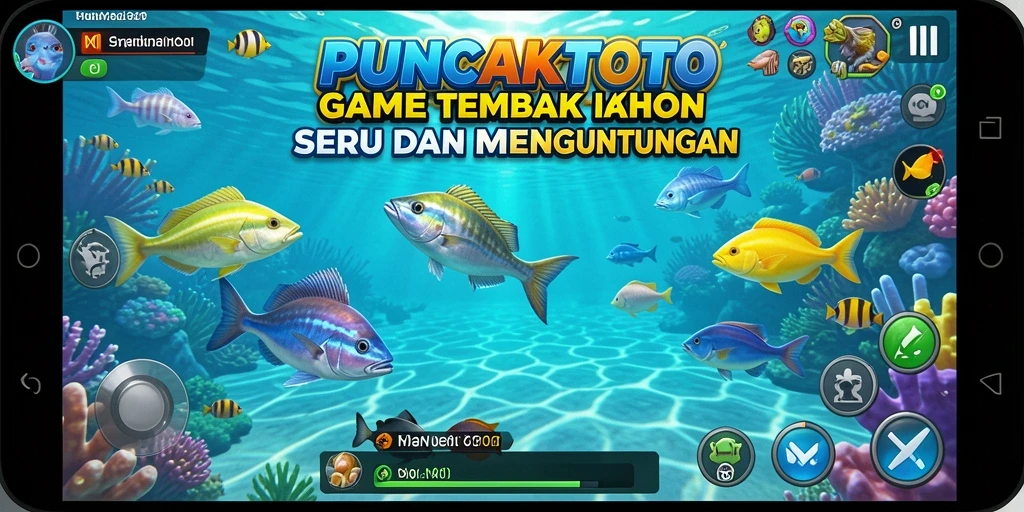 Tangkapan layar gameplay PUNCAKTOTO dengan aksi menembak ikan.
