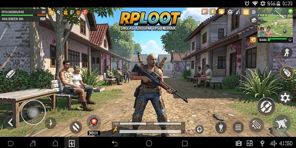 Tangkapan layar mendetail dari gameplay RPLOOT dengan karakter yang berinteraksi.