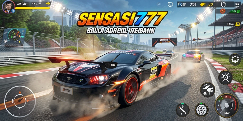 Screenshot gameplay SENSASI777 dengan aksi balapan yang seru.