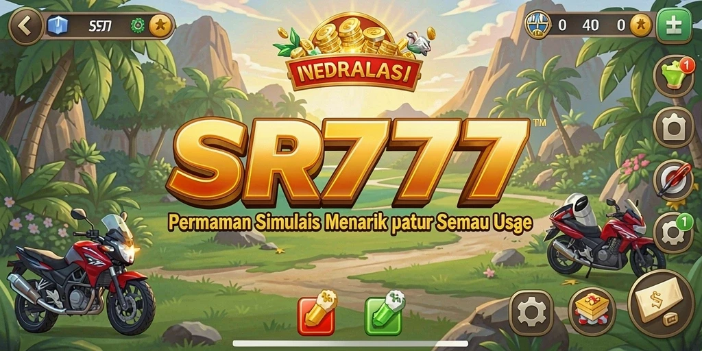 Tangkapan layar utama SR777 menampilkan suasana gameplay simulasi yang menarik.