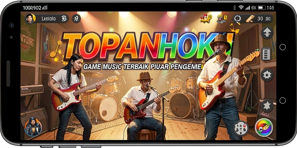 Screenshot dari gameplay TOPANHOKI yang menampilkan interaksi musik.
