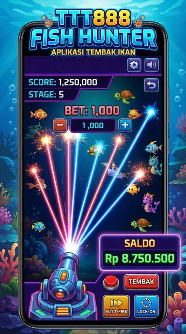 Tampilan home screen aplikasi ttt888 yang menarik.